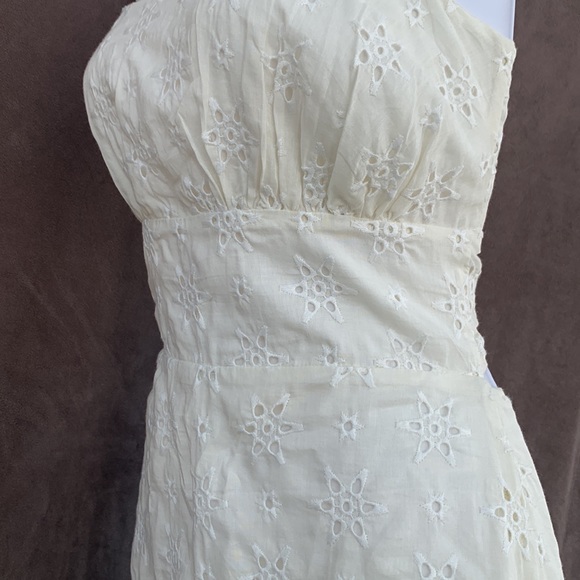 Revolve Lovers + Friends Cream Eyelet Embroidered Back Tie Spaghetti Strap Dress - Picture 9 of 16